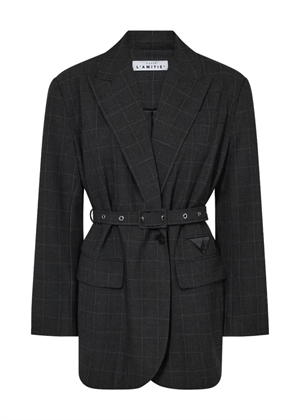 Smokey check oversize belt blazer Antracit HAUTE L'AMITIÈ